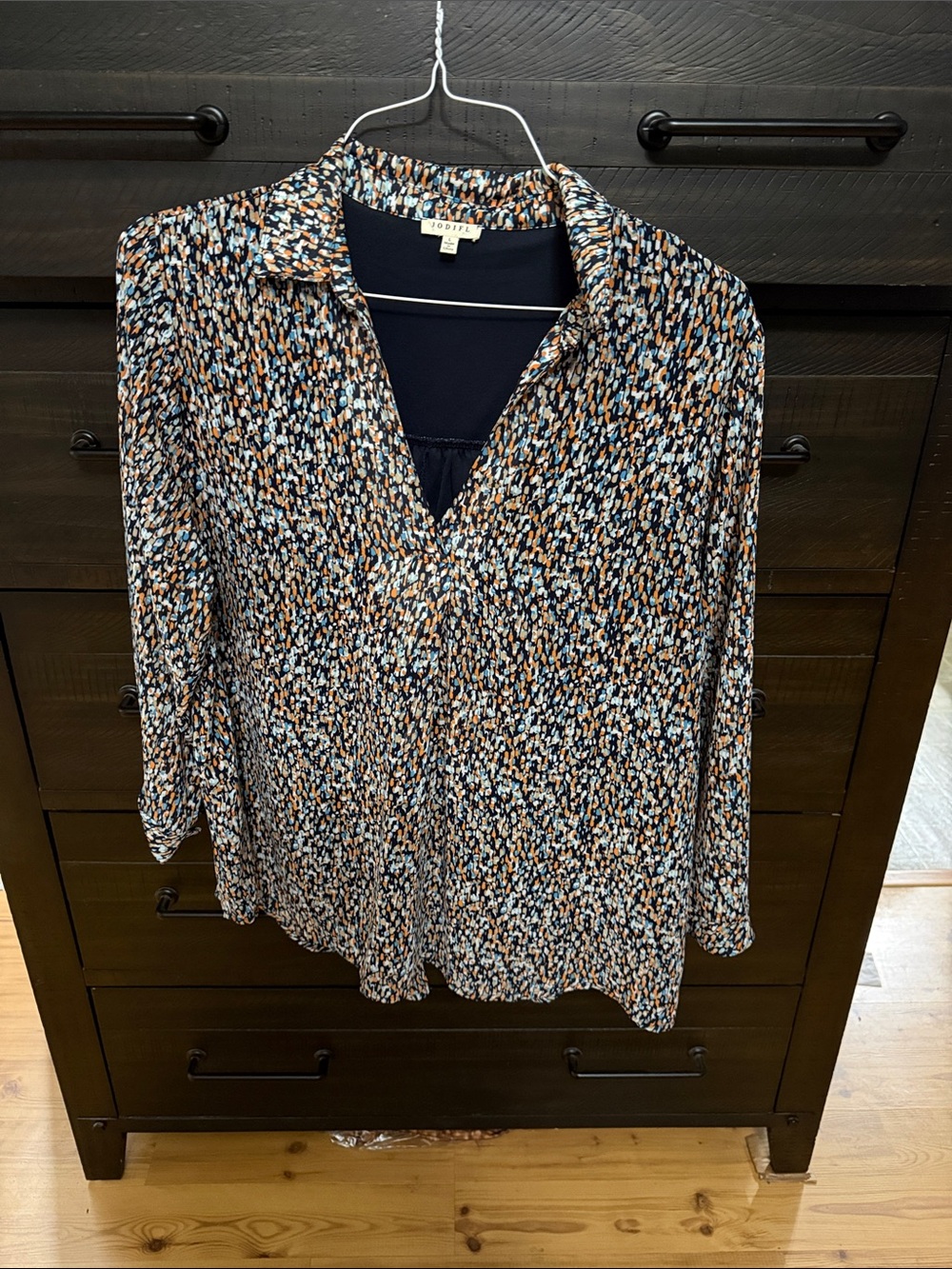 JODIFL Navy Multi-Color V-Neck Tunic